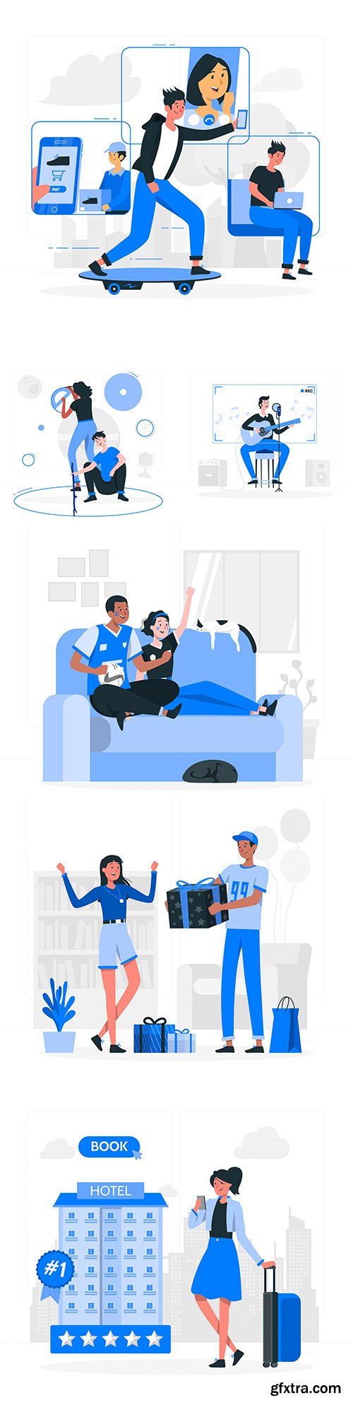 People and mobile lifestyle concept illustration flat design