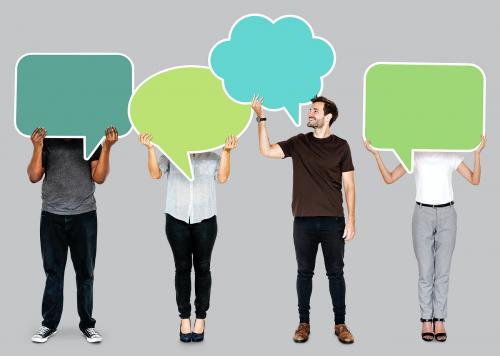 People holding colorful speech bubbles - 492738