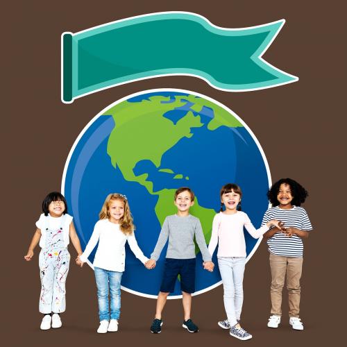 Diverse kids spreading environmental awareness - 491979