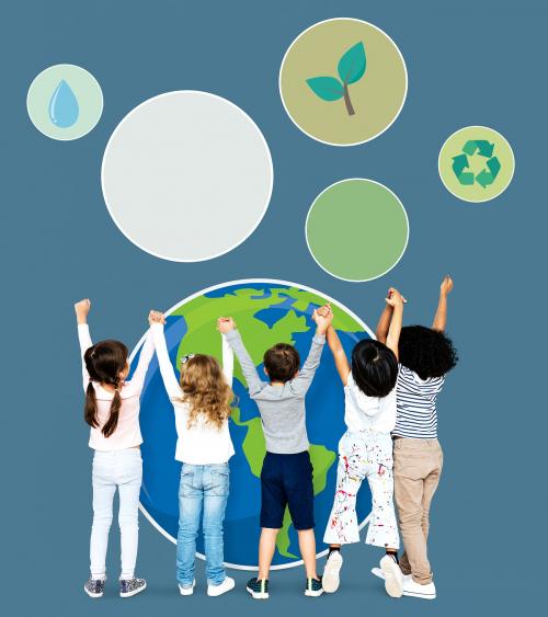 Diverse kids spreading environmental awareness - 492021
