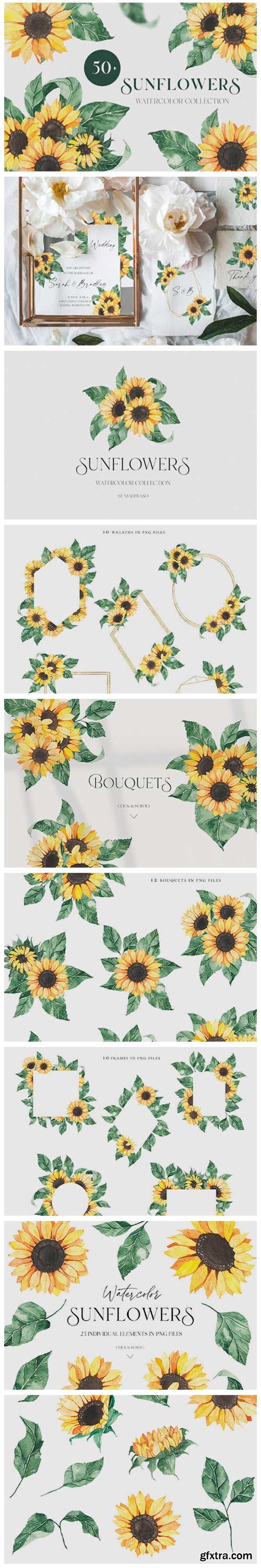 Watercolor Sunflowers Collection 4383192