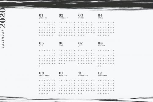 Black and white marble calendar for 2020 vector - 1232422