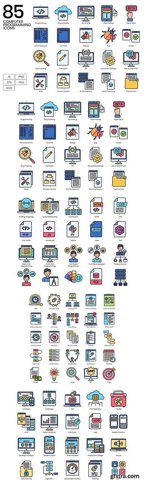 85 Computer Programming Line Icons