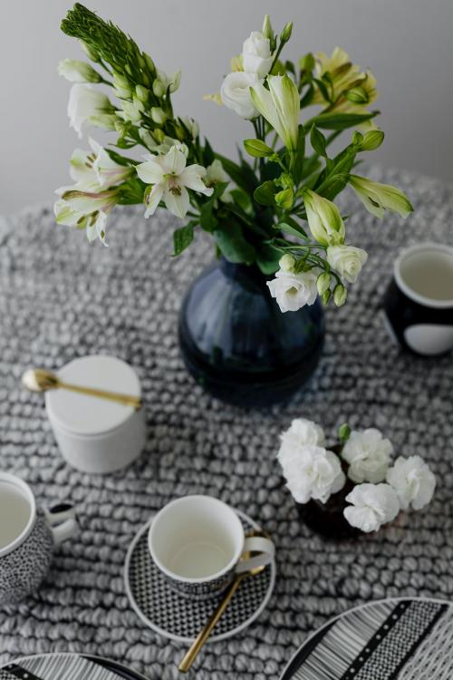 Modern black patterned tableware tea set - 1198148
