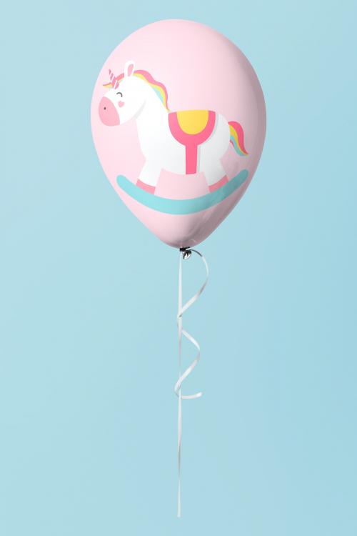 Pastel pink unicorn balloon mockup - 1224757
