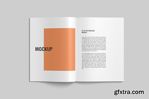 Open US Letter Magazine Mockup top view
