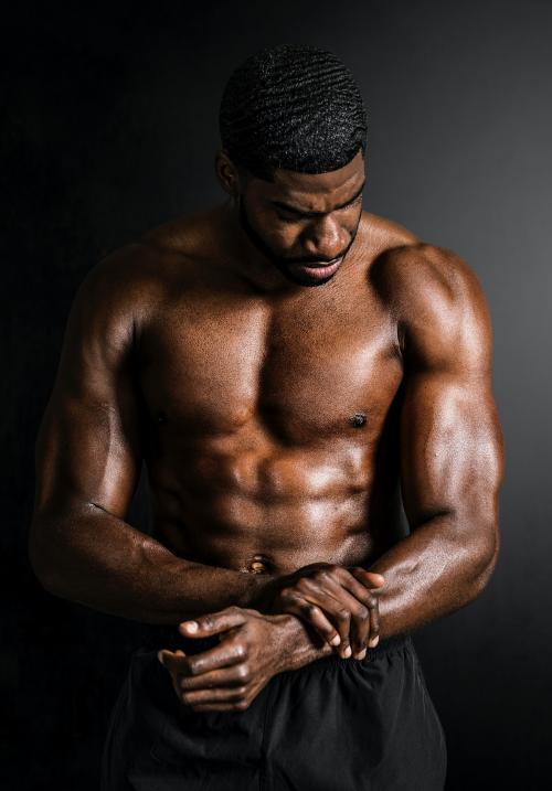 Portrait of a sportive muscular topless man mockup - 2111608