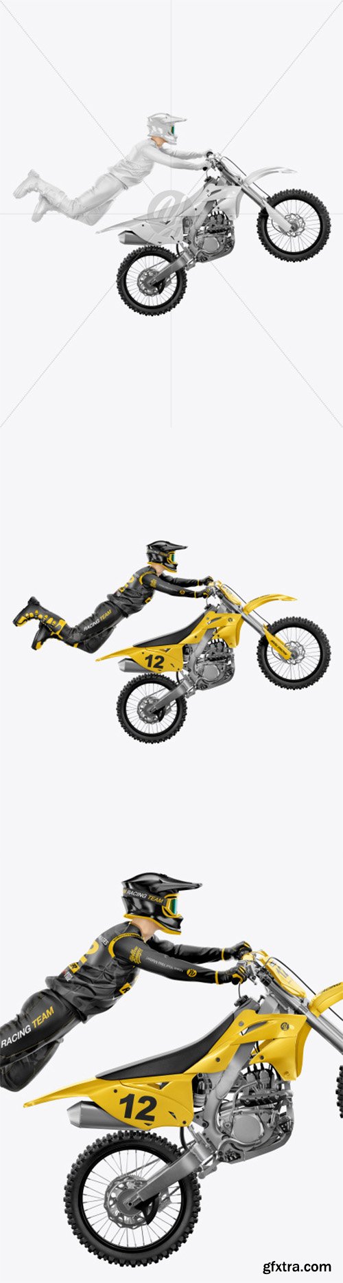 Flying Motocross Racer w/ Bike Mockup 66147