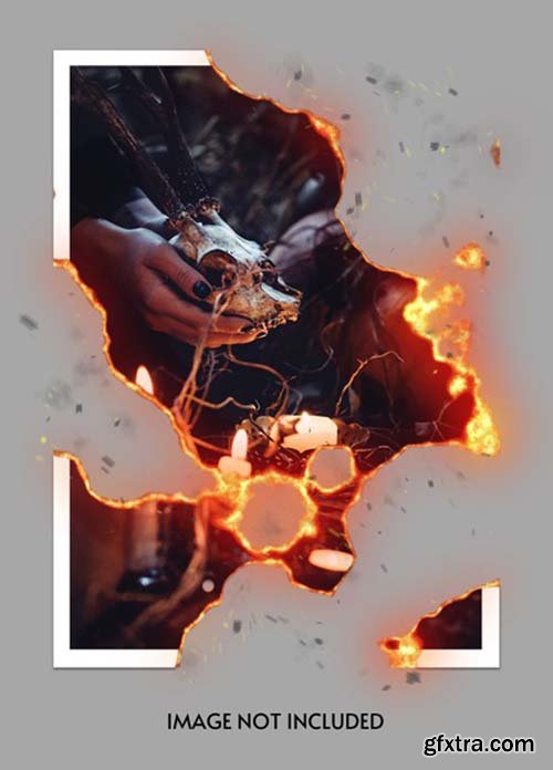 Burning Torn ripped paper template