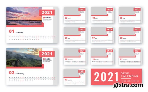 Desk calendar 2021 print ready template