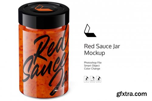 CreativeMarket - Red Sauce Jar Mockup 4956677