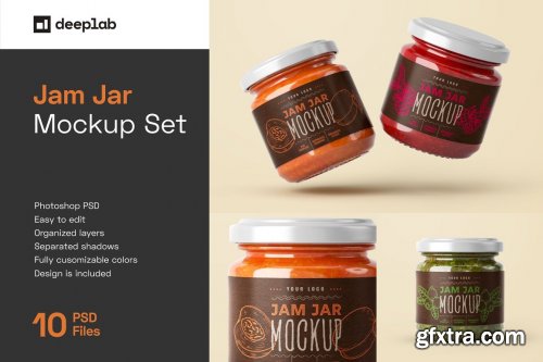 CreativeMarket - Jam Jar Mockup Set Label Design 5487215