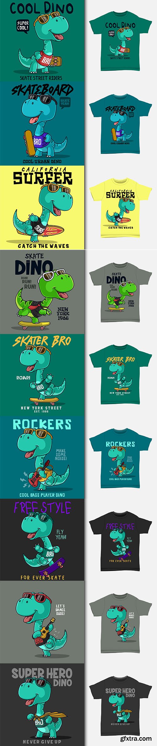 Dinosaur super hero cartoon t-shirt design