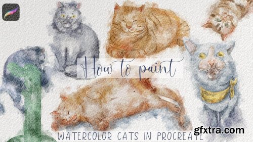 How to draw watercolor cats in Procreate - clipping mask and textures in digital illustration