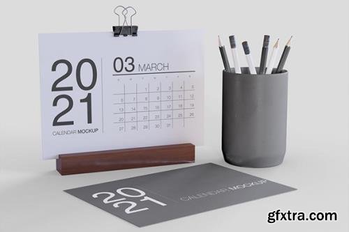 Desk with Calendar Mockup