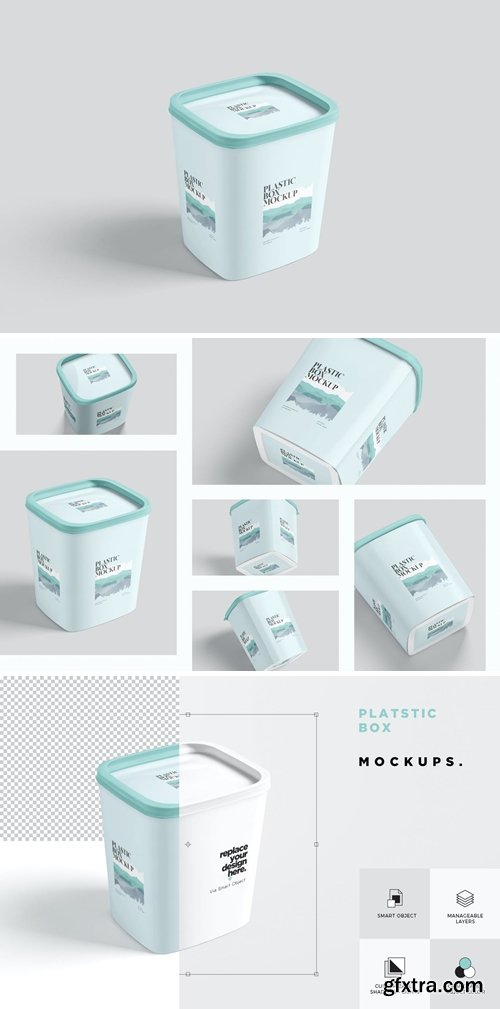 Cube Box Plastic Packaging Mockups