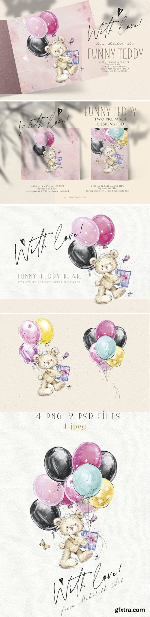 Teddy bear illustration & ready-made design