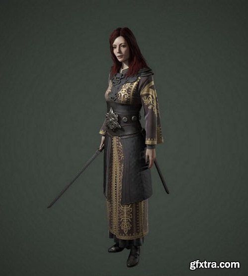 Medieval Female Warrior 3d Model