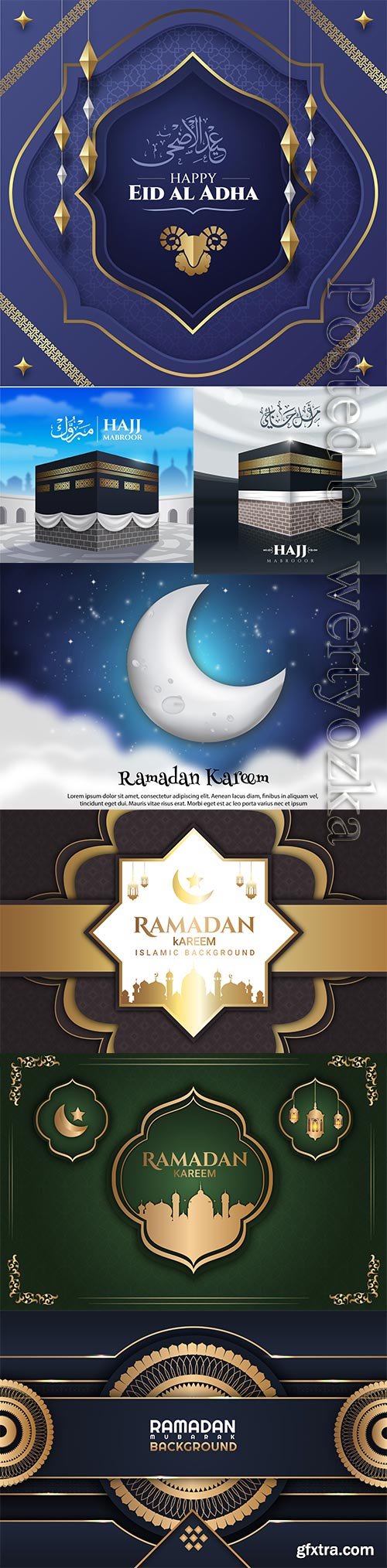 Ramadan kareem, islamic hajj pilgrimage vector illustration