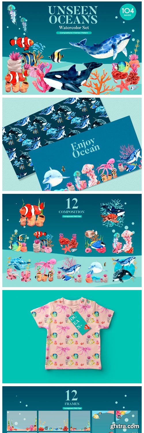 Unseen Oceans & Sealife Watercolor Set 12143280