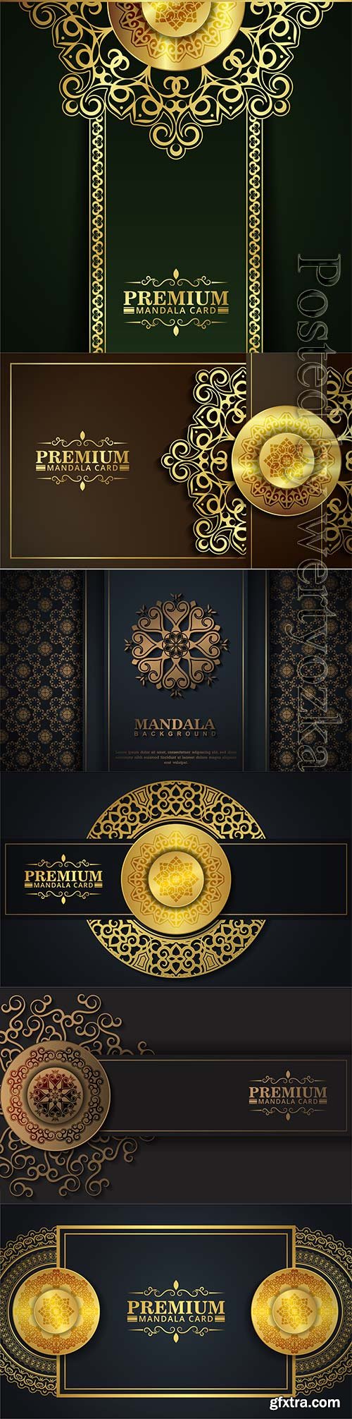 Luxury dark mandala card in vector