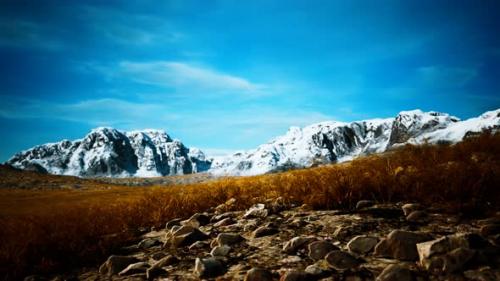 Videohive - Dry Grass and Snow Covered Mountains in Alaska - 32496922