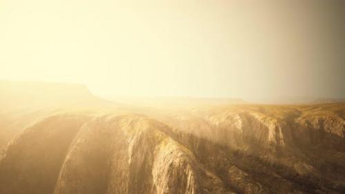 Videohive - Dry Yellow Grass on the Rocky Mountain with Heavy Fog - 32782403