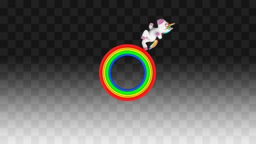 Videohive - Unicorn runs on a round rainbow - 32839929