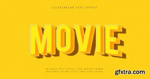 Yellow movie shadow title text font effect
