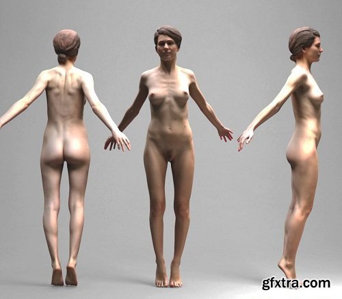Female Naked Basemesh Scanned 3D Model