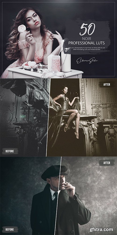 50 Noir LUTs and Presets Pack