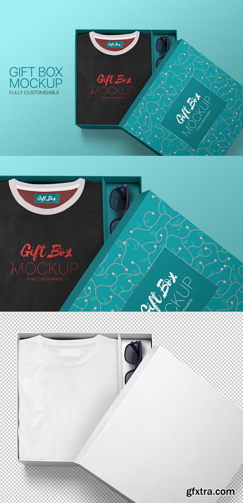 Fully Customisable Gift Box PSD Mockup Template