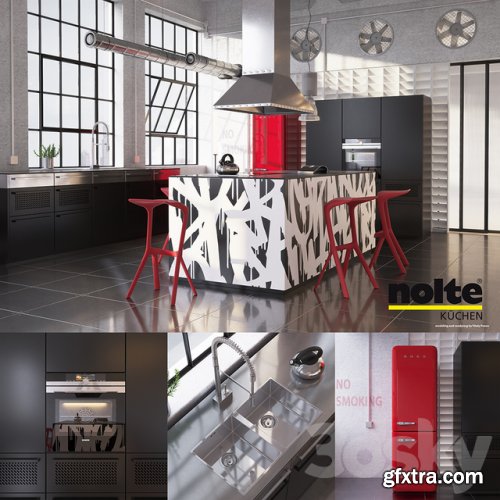 Kitchen Nolte Neo equipment and industrial attributes (vray, corona)