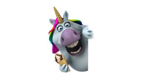 Videohive - Fun 3D cartoon unicorn with an ice cream - 33380935