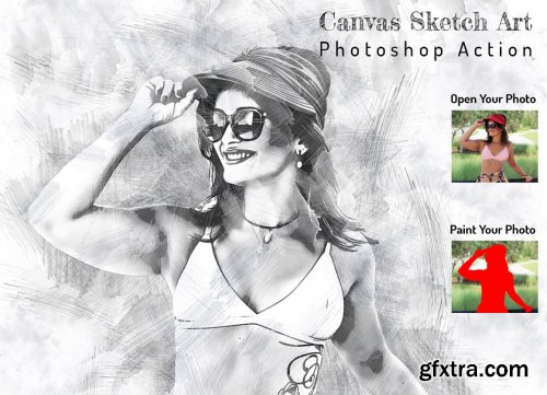 CreativeMarket - Canvas Sketch Art PS Action 6376926