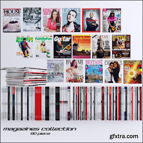 Magazines collection 80 piece 3D model