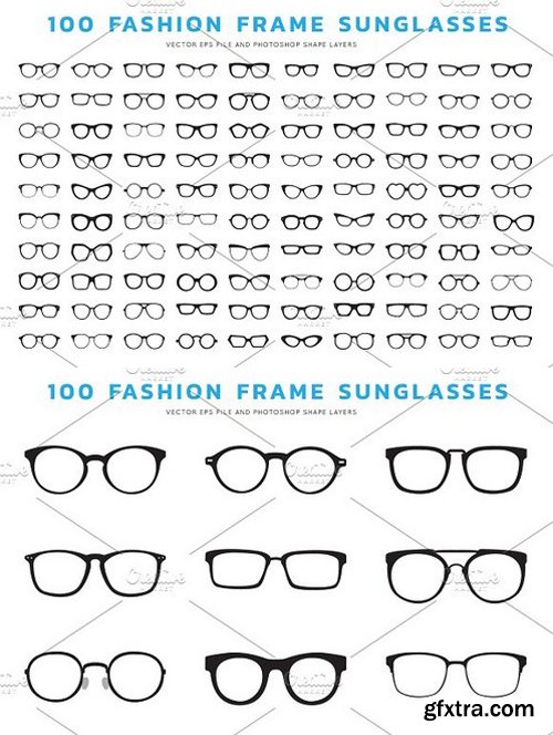 100 Frame Sunglasses Vector PSD