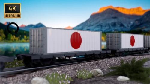 Videohive - Train and Containers with Japon Flag - 33775136