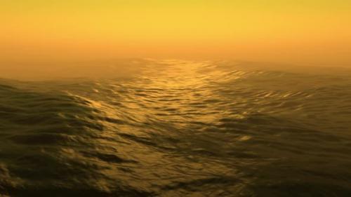 Videohive - Sea storm with huge waves at sunset. 3d render ocean waves - 33839016