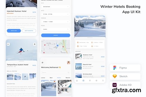 Winter Hotels Booking App UI Kit