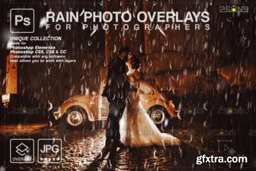 CreativeFabrica - Rain Overlay & Photoshop Overlay