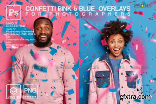 CreativeFabrica - Gender Reveal Confetti Overlay Photoshop