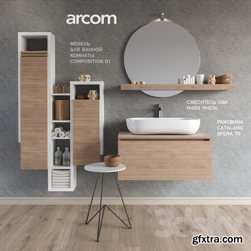 Furniture washbasin SOUL - COMPOSITION 01 + Bathroom Accessories