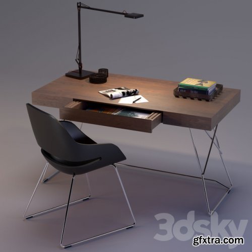 Maestrale Desk & Eva Chair by Zanotta