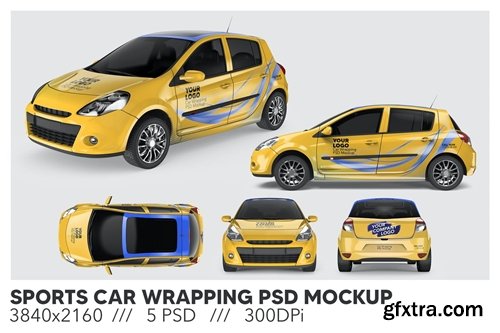 Sports Car Wrapping PSD Mockup
