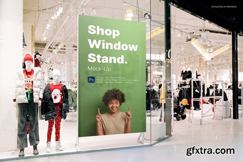 Shopping Mall Window Stand Banner Mock-Up