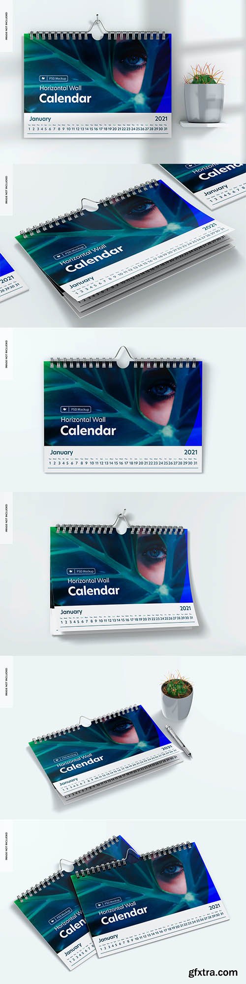 Horizontal wall calendar mockup