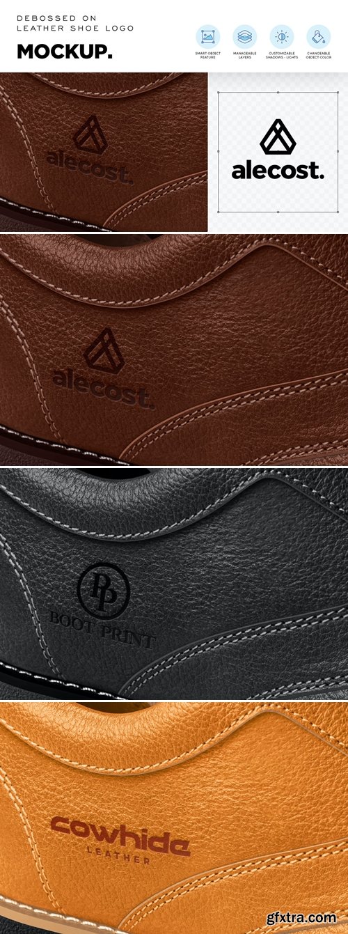 Leather Shoe Embossed Logo Mockup