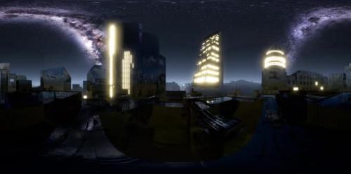 Videohive - City Skyline at Night Under a Starry Sky - 35096449