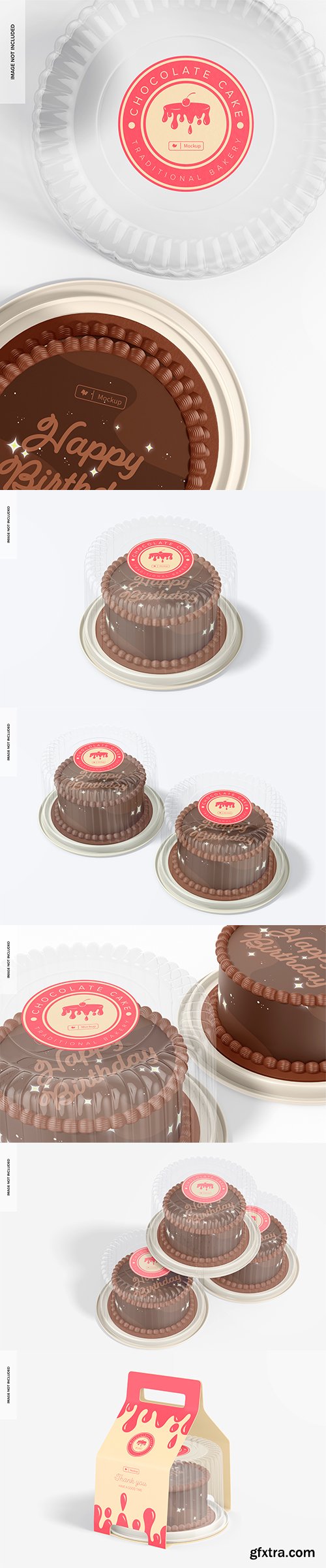 Plastic round cake containers mockup